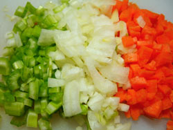 Carrots, celery and onion Celery, carrot and onion
