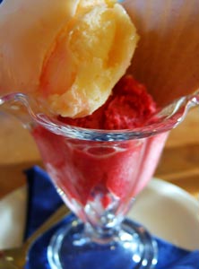 Mandarin and raspberry sorbet